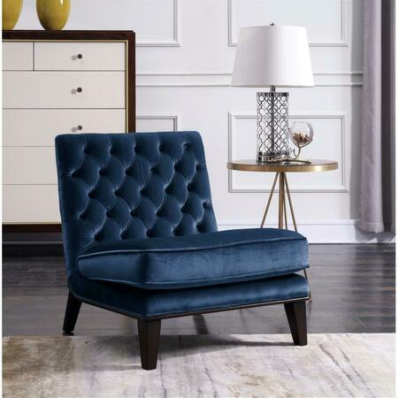 FIXTURESFIRST FAC2695 Hector Modern Neo Traditional Tufted Velvet Slipper Accent Chair, Navy FI2827392